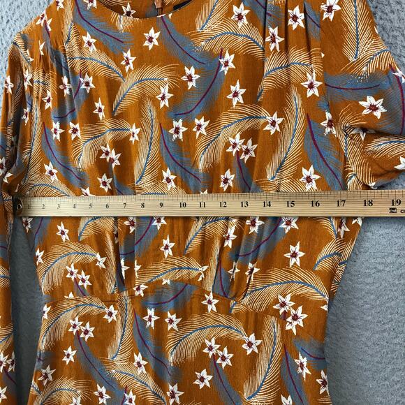 Paris Atelier & Other Stories‎ Burnt Orange Dress Size 6 Floral Feather Print - Picture 6 of 13
